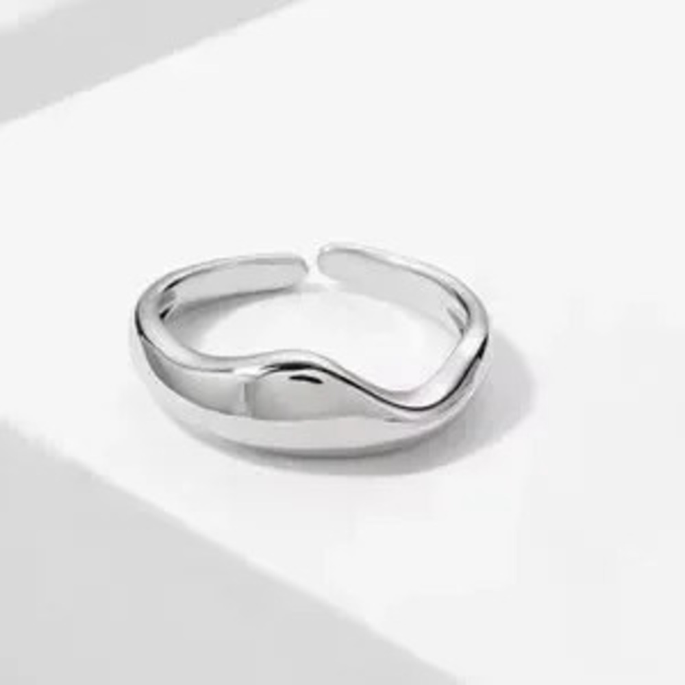 Modern Wave Silver Tone Ring